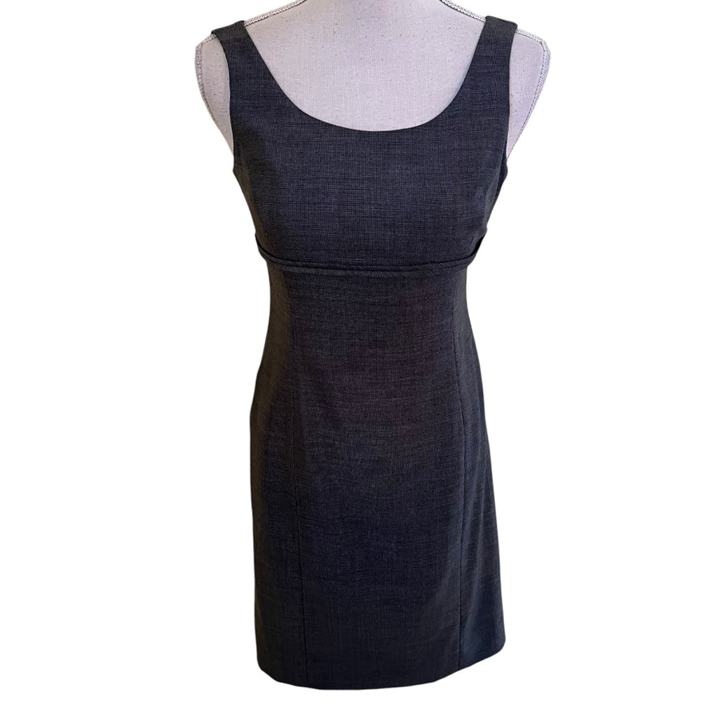 Armani Black/White Wool/Silk Scoop Neck Empire Waist Sheath Dress 2